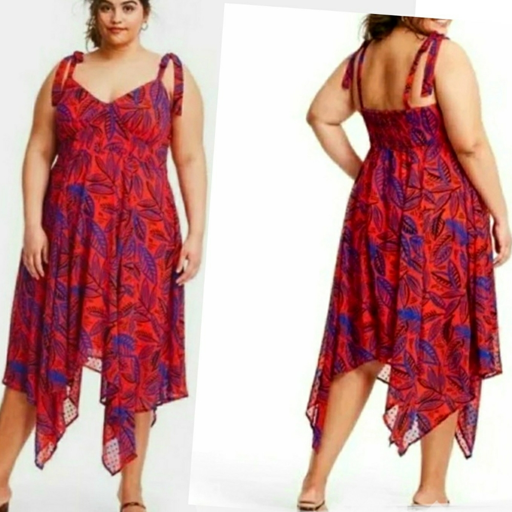 Alexis for Target Dress Chiffon Tropical Print Orange and Blue Plus Size 4X NWT